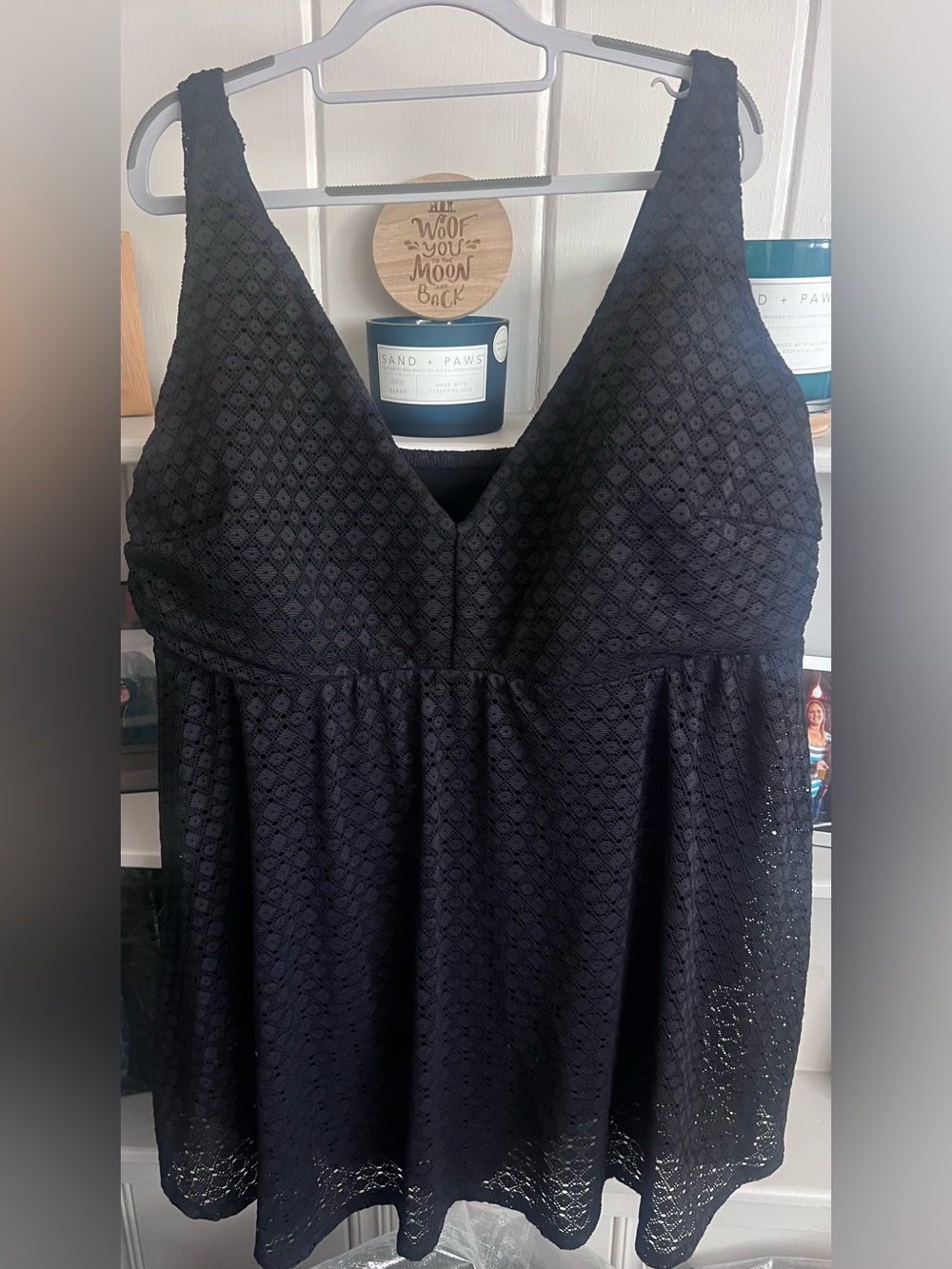 Lane Bryant Black Mesh Swim Dress Size 26
